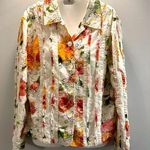 Coldwater Creek   button down floral ruffled shirt/blazer size 12 Photo 0