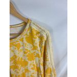 Lands' End  Floral Print 3/4 Sleeve Yellow Crochet Detail Blouse Size XL Photo 1