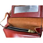 Handmade Reddish Brown Leather Mirrored Compact Crossbody Purse Photo 3