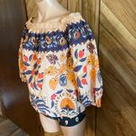 Farm Rio For Anthropologie Small Off The Shoulder Printed Poplin Top Blouse Photo 3