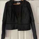 Pamela McCoy Black Leather Jacket with Eyelet Accents Size‎ Medium EUC Photo 0