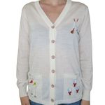 Vintage 70s Golf Embroidered Cardigan Sweater White Size M Photo 0