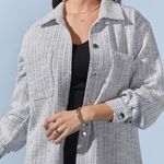 Francesca's Moriah Tweed Light‎ Blue Shacket NWT Photo 3