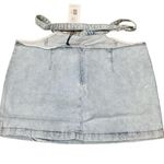 We Wore What NWT  Cut Out Denim Mini Skirt Women's L Blue Light Wash High Waist Photo 6