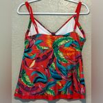 Caribbean Joe Womens Standard Babydoll Tankini Top Size 14 Tropical Print Coral Photo 12