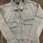 Pretty Little Thing Super Distressed Denim Shirtdress size 0 Photo 4