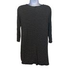 AJ Amelia James Medium Black White Stripe Scoop Neck Swing Top Long Sleeves Photo 1