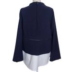 ZARA Navy Knit Pullover with Zipper Hem and Blue Stripe Accent NWT Size Medium Photo 1