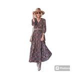 Knox Rose Midi Faux Wrap Dress XS Floral Tiered Maxi V Neck Elastic Waist Photo 1