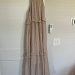 Listicle Champagne Textured Woven Halter Neck Ruffle Maxi Dress Photo 2