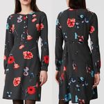 Loft ANN TAYLOR  Floral Breeze Shirt Dress Dark Green Multi Long Sleeve PETITE 2P Photo 1