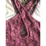 The North Face  Tank Top Sz S Purple paisley cross back gym yoga Vapor Wick bra Photo 4