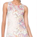 Desigual  Pink and Cream Sheath Dress Sleeveless Crew Neck Mini Photo 0