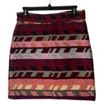 Maje  Skirt Women Medium Red Rouge Jacquard Tweed Jakarto‎ Pencil Straight Mini Photo 1