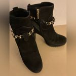 Karl Lagerfeld women black Suede platform lark with Gold Chain boots size 7.5 Photo 1