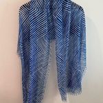 Echo Blue White Stripe Fringe Trim Lightweight Scarf Photo 0