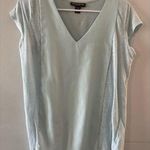 A pea in the pod  Top Women's Maternity Medium Blue Linen V-neck Short Sleeve Photo 0