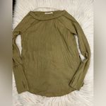 We The Free XS Olive Green Waffle Knit Long Sleeve Top Thumbholes Photo 1