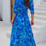 Floral Cross V Neck Belt Side Open Fit Dress Multi Size XL Photo 2