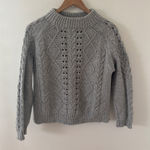 J.Crew  Cable Knit Mock Neck Sweater Light Gray Cotton Nylon Merino Wool Size M Photo 0