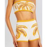 Retrofête Pera Knit White Yellow Palm Tree Knit Ankle Cropped Pants Photo 3