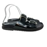 ZARA  Slide Sandals Buckles Double Strap Faux‎ Leather Black Size 41 US 10 Photo 7