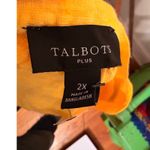 Talbots  Daffodil Yellow Lantern Sleeve Linen Top Size 2X NWT Peasant Boho Photo 5
