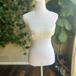 Nasty Gal White Crinkle Bandeau Tie Front Cover Up Top | 4 Photo 1