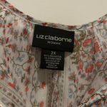 Liz Claiborne Liz‎ Claiborne Floral Blouse Sheer Ruffle Sleeve Lightweight 2X Photo 3