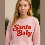 Grayson Threads Santa Baby Pink Sweater Patterned Sweatshirt with Red Santa Baby XXS Photo 0