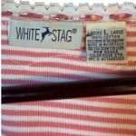 White Stag Vtg Striped Lace Trim Top Pink & White Cotton Babydoll Y2K Size L Photo 2