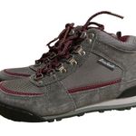 Eddie Bauer  GRAY SUEDE/ FABRIC, MAROON TRIM & LACES HIKING BOOTS WOMEN’S 6.5 Photo 1