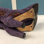 Taryn Rose  purple suede‎ brocade heeled boots women’s size 38 7.5 witchy costume Photo 7