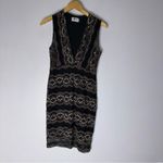 Nightcap  Moroccan Black Gold Lace V Neck Dress Size 3 Medium CP‎ Photo 2