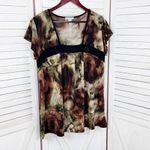 Dress Barn  Tie Dye Flutter Sleeve Tunic Top‎ Shirt Brown Black 1X Photo 7
