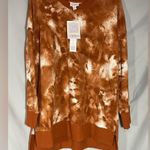 LuLaRoe Hannah Sweatshirt Tie Dye Rust Pumpkin Orange Tunic Medium NWT Photo 5