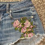 American Eagle Stretch Floral Embroidered Jean Shorts Photo 1