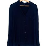 SKIMS  Long Sleeve Button-Up Top Women's Ribbed Black Oversized Size Large Photo 1