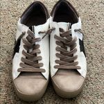 ShuShop Cream and Tan Sneakers with Black Star White Size 8.5 Photo 2