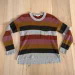 Madewell  Thompson Pocket Pullover Sweater in Rainbow Stripe Size Small Photo 1