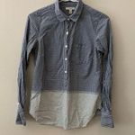 J.Crew Gingham Stripe Blue Popover Blouse Photo 1