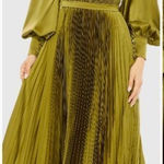 Mac Duggal  49718 Womens Olive Long Sleeve High Neck Heat Pleated Dress Flaws Photo 1