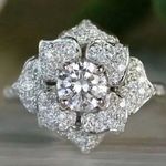 Zales New 925 Silver Large Flower Diamond Ring Photo 2