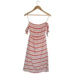 Lovers + Friends New Womens XS Mira Linen Off Shoulder Midi Striped Dress Pink Photo 11