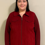 Studio Works  Red Suede Full Zip Jacket Photo 0