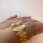 Gold adjustable ring with high quality zirconia Photo 3