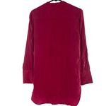 Equipment Femme Marche Collarless Long Sleeved Silk Magenta Blouse Size S Long Photo 5