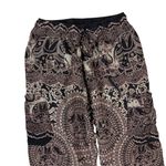 The Elephant Pants Black Beige Elephant Print Boho Harem Pants S Lounge Yoga Photo 1
