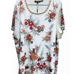Tolani Collection Womens 2x 100% Cotton Top Sheer Overlay Embroidered Flowers Photo 0