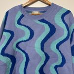 Altar'd State Altar’d State Waves Abstract Sweater Size Medium Blue Purple Funky Retro Cowgirl Photo 2